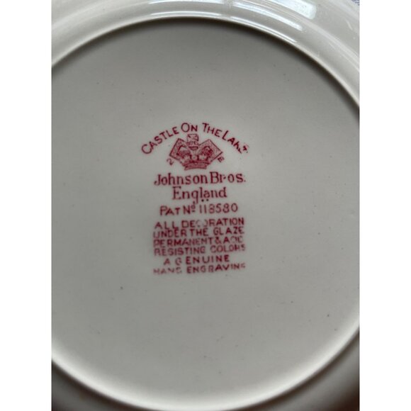 Johnson Bros England Castle On The Lake Plates Set Of 2 Red Transferware Vintage - Picture 3 of 7